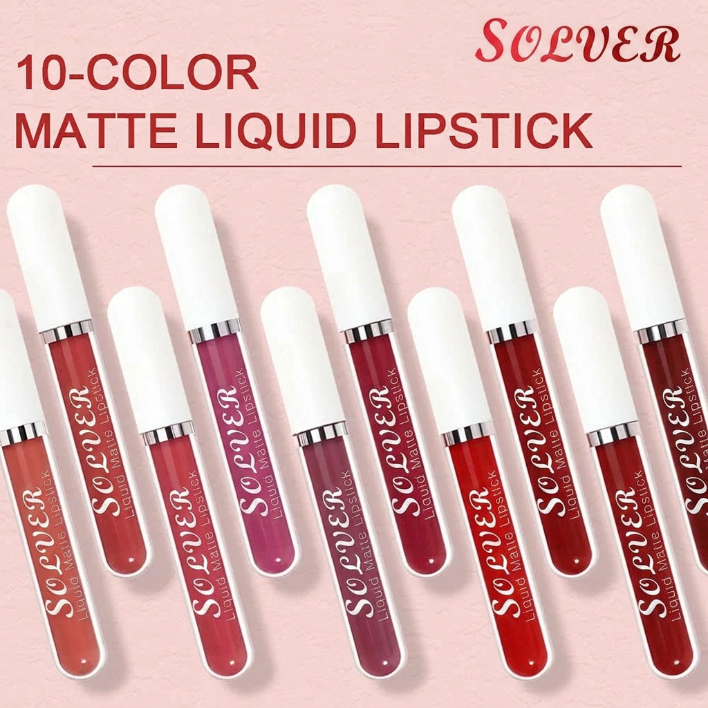 10-Piece Matte Waterproof Lip Gloss Set – Bold Color, All-Day Stay