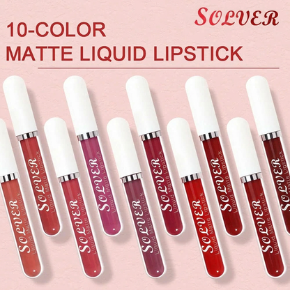 10-Piece Matte Waterproof Lip Gloss Set – Bold Color, All-Day Stay